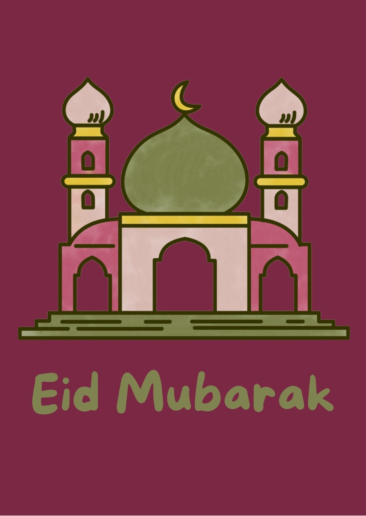 Eid Mubarak Grußkarte – Moschee Illustration
