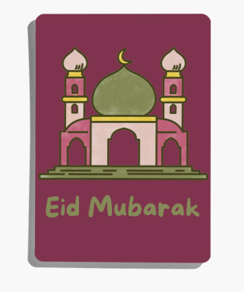 Eid Mubarak Grußkarte – Moschee Illustration