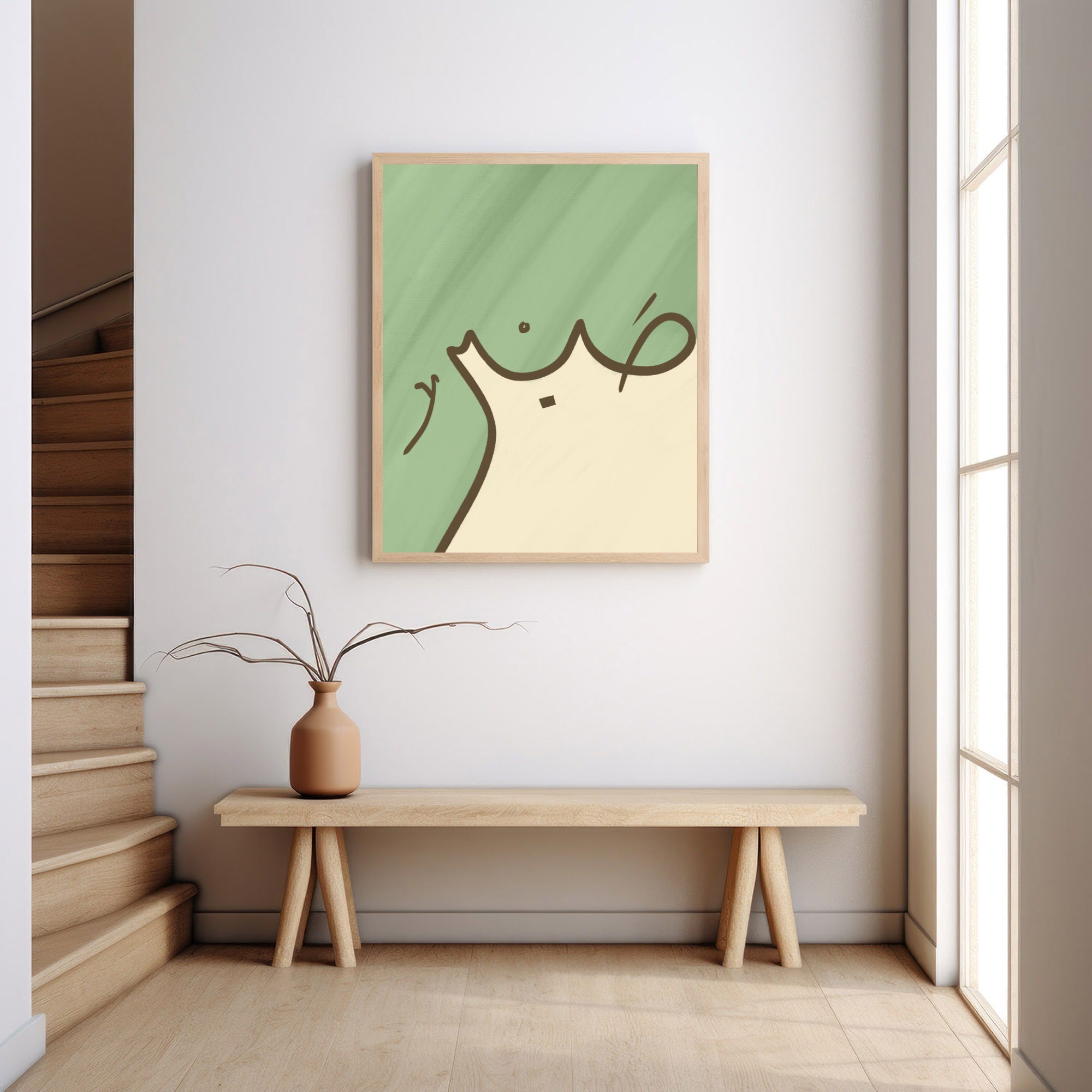 StorySouq islamic wall print sabr in olive and beige
